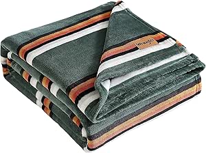 Wrangler Blanket Ultra Soft Plush Fleece, Cozy Home Decor for Bed or Couch, King, Western Saddle Stripe Green