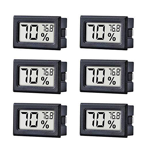 TAIWEI 6 Pack Mini Small Digital Electronic Temperature Humidity Meters Gauge Indoor Thermometer Hygrometer LCD Display Fahrenheit (℉) for Humidors, Greenhouse, Garden, Cellar