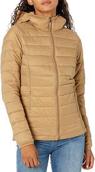 Amazon Essentials Womens Lightweight Water-Resistant Packable Hooded Puffer Jacket