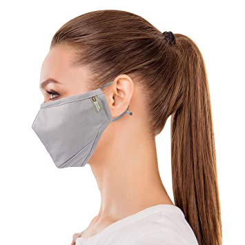 Copper Compression Face Mask - Highest Copper Content Reusable Face Masks For Men and Women - Set of 2 (Grey)