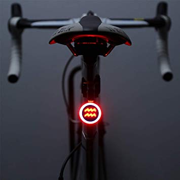 OUTERDO Rear Bike Light, New Version 12 Constellations Rechargeable Bike Taillight 70lm LED Bicycle Red&Blue Taillight with 8 Modes Super Bright 300mAh Fits on Any Road Bikes, Helmets, Cycling Safety