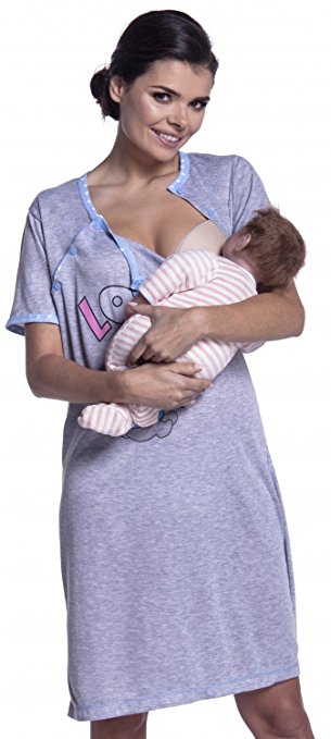 Zeta Ville - Women's Maternity Nursing Nightdress Breastfeeding Nightie - 141c