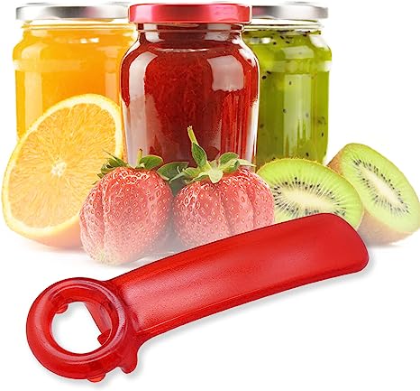 1 Pack Red Jar-key Jar Opener The Original Easy Use by Anyone (Transparent)