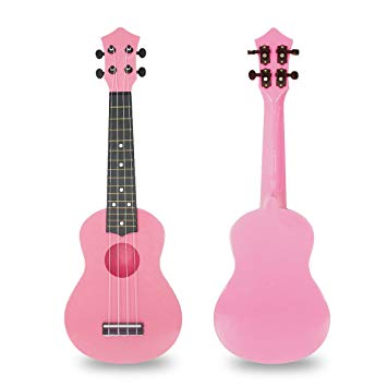 21 Inch Ukulele Soprano Hawaiian Guitar Plastic Guitar for Gift Ukulele (Pink)