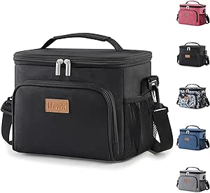 Lifewit Insulated Lunch Bag for Men, Thermal Lunch Box for Women Cool Bag, Reusable Leakproof Lunch Tote Bag with Adjustable Shoulder Strap for Adult for Work/Picnic/Beach, Black 9L