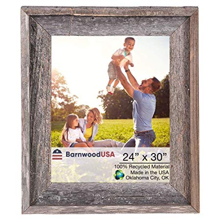 BarnwoodUSA 24x30 Inch Signature Picture Frame - 100% Reclaimed Wood, Weathered Gray
