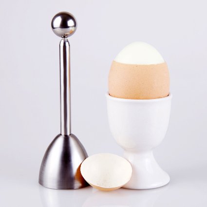 Impeccable Culinary Objects (ICO) Aluminum Egg Topper and Cracker for Perfect Soft Boiled Eggs, Silver