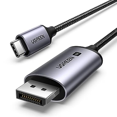 UGREEN USB C to DisplayPort 1.4 Cable 8K@60Hz 4K@240Hz Thunderbolt 4/3 to DisplayPort Cord USB C to DP 1.4 32.4 Gbps Alu Braided Compatible with MacBook Pro/Air, iPad, Mac Mini, Galaxy, XPS 15, 6.6FT