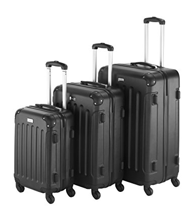 VonHaus 3-Piece Luggage Set made from ABS - Large, Medium and Carry On Suitcase with Rotating Wheels, Built-in Lock and Telescopic Handle