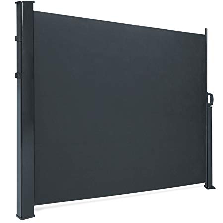 Best Choice Products 96in Retractable Folding Side Awning Privacy Divider w/Alloy Frame - Black