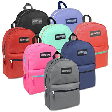 Wholesale Adventure Trails 17 Inch Backpack - 8 Colors Case Pack 24