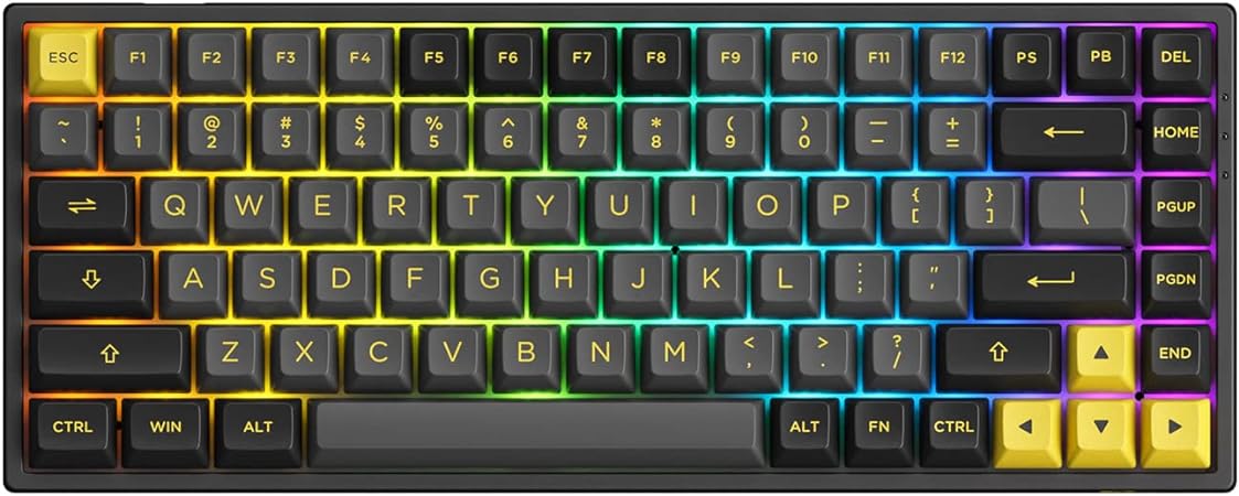 Akko Black&Gold 75% Hot-swappable Mechanical Gaming Keyboard with PBT Keycaps, 2.4G Wireless/Bluetooth/Wired 3084B 84-Key RGB Keyboard, Compatible with Mac & Win Akko x TTC Demon