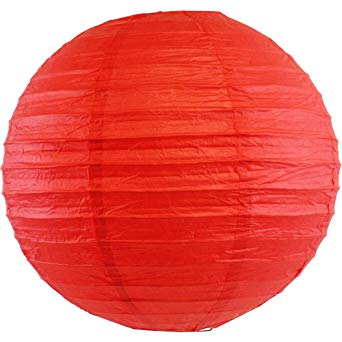 Just Artifacts 16-Inch Red Round Chinese Japanese Paper Lantern (1pc, Red)