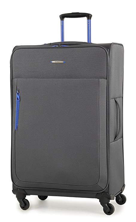 Members Hi-Lite 78cm Lightweight Expandable Four Wheel Spinner Suitcase Grey/Blue