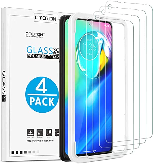 [4-Pack]OMOTON Screen Protector for Moto G Power - Tempered Glass, Bubble Free, Scratch Resistant, Quick Response, 2.5D Round Ege, NOT Full Coverage Screen Protector for Motorola Moto G Power 6.4 inch