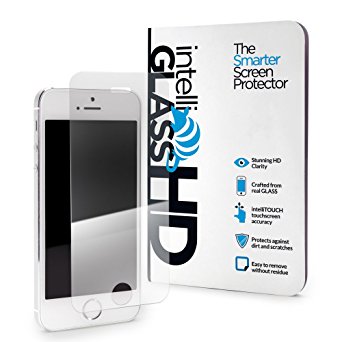 iPhone 5/5S/5C intelliGLASS HD - The Smarter Apple Glass Screen Protector by intelliARMOR To Guard Against Scratches and Drops. HD Clear With Max Touchscreen Accuracy.