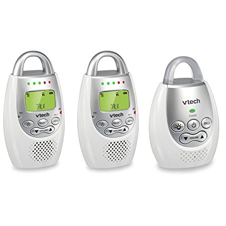 VTech BA72212GY Audio Baby Monitor with up to 1,000 ft of Range, Vibrating Sound-Alert, Talk Back Intercom & Night Light Loop with 2 Parent Units