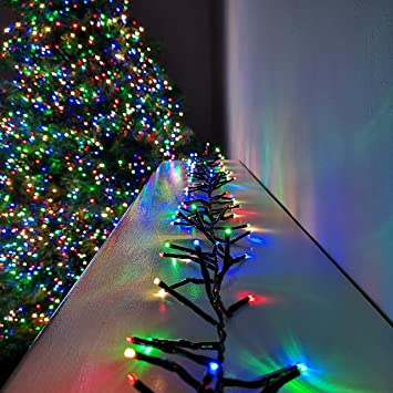 Premier Decorations 480 Action Indoor & Outdoor Christmas Cluster LED Lights with Timer Multi Coloured, Multicolor, One Size