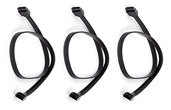 3 Pack 24inch SATA 6Gbps Cable w/Locking Latch - Black, CNE568713