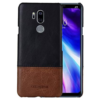 LG G7 Case/LG G7 ThinQ case,Two colors Vintage genuine leather back cover for LG G7 ThinQ (Black)