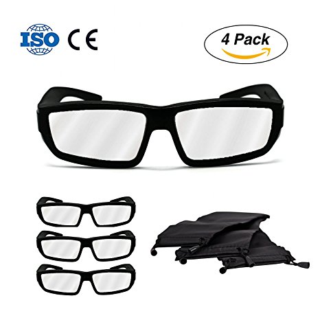 Plastic Solar Eclipse Glasses Goggles,Htronicis Adult Size CE and ISO Certified - Safe Eclipses Viewing Shades Cool Style and Look 4 Pack (4 Glasses and 4 Cases)Black