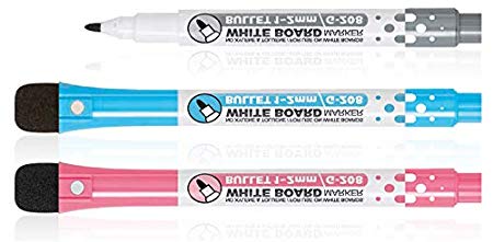 Magnetic Dry Erase Markers with Eraser Cap - 3 Pack, Fine Tip, Low Odor, Non-Toxic - White Board Markers Perfect for Dry Erase Whiteboards in the Office, Classroom or at Home