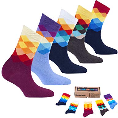 Socks n Socks-Women's 5 Pairs Colorful Luxury Cotton Funky Crew Socks