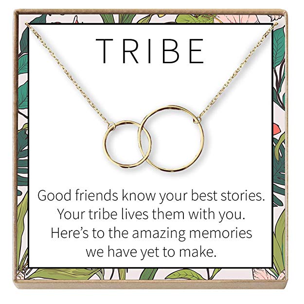 Dear Ava Necklace: BFF, Long Distance, Friends Forever, 2 Interlocking Circles