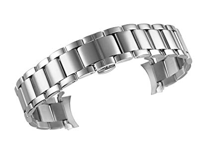 Watch Bracelets High-End Stainless Steel Solid Links Curved End