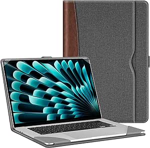 Fintie Sleeve Case for MacBook Air 15 Inch A3114 A2941 (2023 2024 Release), Premium PU Leather Folio Book Cover for MacBook Air 15.3" M2 M3 Chip with Liquid Retina Display and Touch ID, Gray