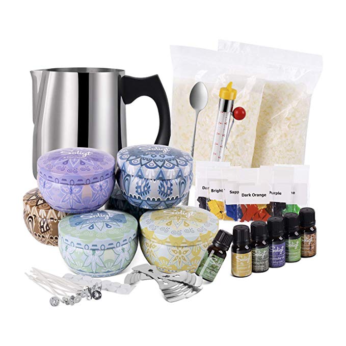Complete Candle Making Kit Supplies, Soy Wax, Fragrance Oil, Cotton Wicks, Candle Pigment, Candles Art and Craft Supplies