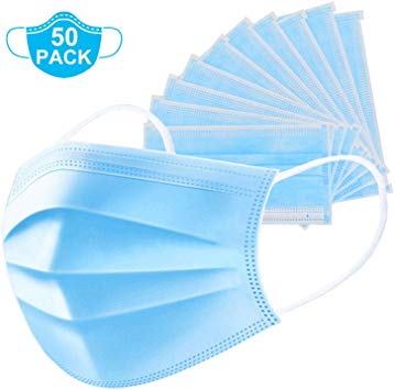 50 Pcs Disposable Face Masks - Disposable Surgical Mask Dust Breathable Earloop Antiviral Face Mask, Comfortable Medical Sanitary Surgical Mask Thick 3-Layer Masks