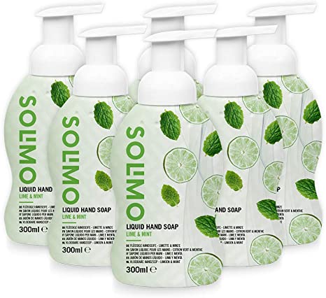 Amazon Brand - Solimo Liquid Hand Soap - Lime & Mint- Pack of 6 (300ml x 6)