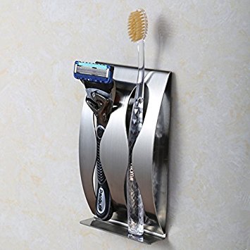 K-Steel Bathroom Stainless Steel Wall Mounted Toothbrush Holder with Paste 2Holes