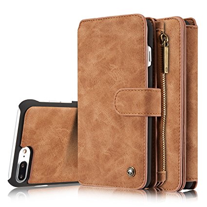 iPhone 8 Plus Case / iPhone 7 Plus Case XRPow Detachable Magnetic Leather Wallet Folio Flip Card Stand Case with Removable Slim Hard PC TPU Back Cover