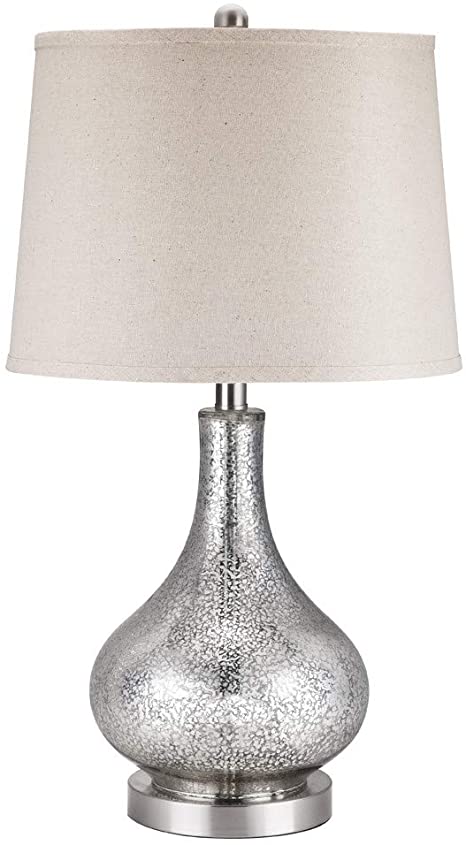 Catalina Lighting 21581-001 Transitional 3-Way Mercury Glass Gourd Table Lamp, 24", Silver