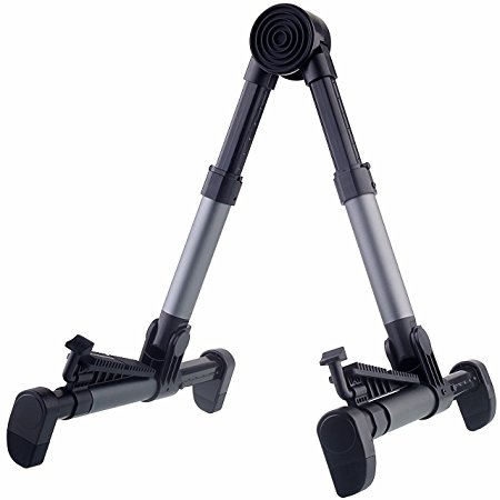 Guitar Stand, Guitar Accessories - Upgraded Folding A-Frame Instruments stand for Acoustic/Electric/Classical Guitar,Bass,Banjo (Gunmetal)