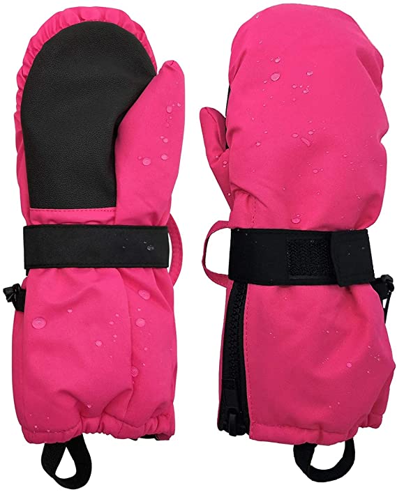 Kids Winter Snow Ski Mittens Toddler Warm Breathable Gloves -Rosa,XS (1-3 Y)