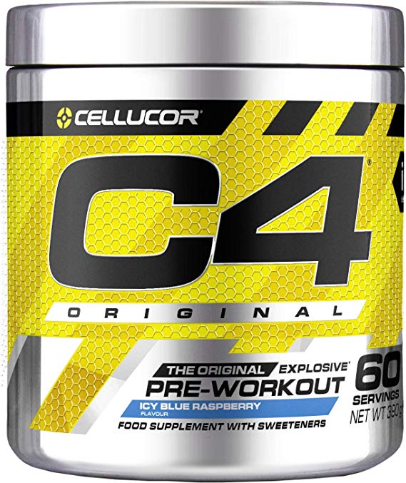 Cellucor C4 Original Pre Workout Powder Energy Drink with Creatine Monohydrate & Beta Alanine, ICY Blue Razz, 60 Servings