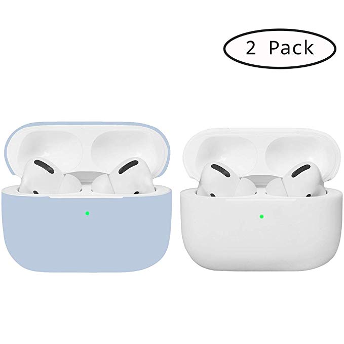 Airpods Pro Case, Protective Ultra-Thin Soft Silicone Shockproof Non-Slip Protection Accessories Cover Case for Apple Airpods 3 Charging Case - Light Blue/White