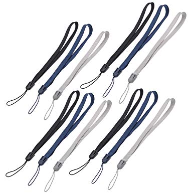 BIRCH's Wrist Hand Strap Grip Lanyard For Camera Cell phone ipod mp3 mp4 PSP Wii USB Flash Drive and Electronic Devices (Multicolor 12 pk - 4 Black,4 Blue,4 Gray)