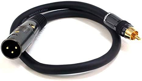 Monoprice XLR Male to RCA Male Cable - 1.5 Feet - Black with E21Gold Plated Connectors | 16AWG Shielded Twisted Pair Oxygen-Free Copper Braid Conductors - Premier Series