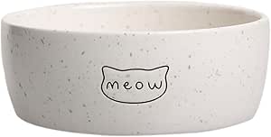 Pearhead Speckled Meow Ceramic Cat Bowl, Small Food and Water Bowl for Cats, Food Dish for Cats, Microwave and Dishwasher Safe, Pet Owner Essentials, Holds 1.3 Cups