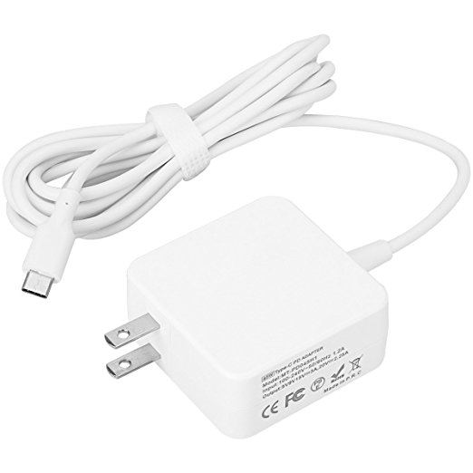 45W Type-C Ac Charger Power Supply Adapter Cord For MacBook 12 inch, New MacBook Pro Chromebook Pixel Nintendo Switch Nexus 5X/6P LG G5/G6 Samsung S8 and More Other Type-C