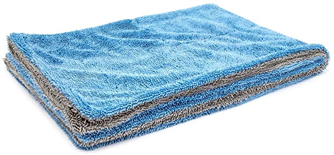 [Dreadnought] Microfiber Car-Drying Towel, Superior Absorbency for Drying Cars, Trucks, and SUVs, Double-Twist Pile, One-Pass Vehicle-Drying Towel (Original (20"x30"), Blue/Gray)