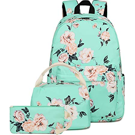 BLUBOON School Backpack Set Teen Girls Bookbags 15 inches Laptop Backpack Kids Lunch Tote Bag Clutch Purse (E0066 Mint Green)