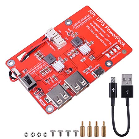 kuman UPS Battery Pack Expansion Board Power Supply for Raspberry Pi 3 Model B, B ,Pi 2 Model B & Pi 1 Model B  A  A (New Version Raspberry pi Battery Pack)