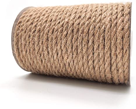 Jute Twine 5mm 98Feet Natural Twine for Plants, Gardening, Crafts and Artworks Jute Rope for Bundling, Decorating(Brown)