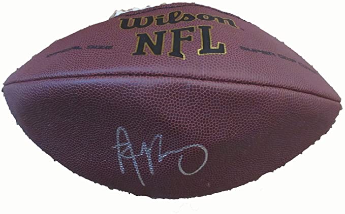 Aaron Rodgers Autographed Wilson NFL Football W/PROOF, Picture of Aaron Signing For Us, Green Bay Packers, Cal Bears, Super Bowl Champion, Pro Bowl