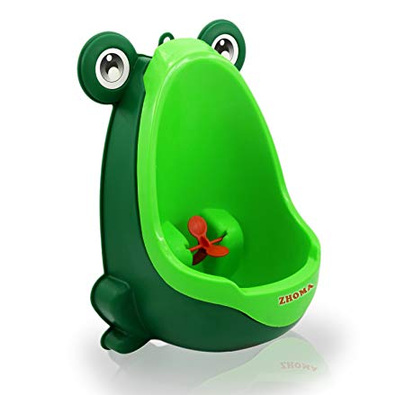 Zhoma Baby Urinal for Boys - Cute Frog Potty Training Urinal for Pee Trainer with Funny Aiming Target - Dark Green